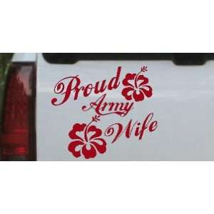  Red 16in X 18.6in    Proud Army Wife Hibiscus Flowers Military 