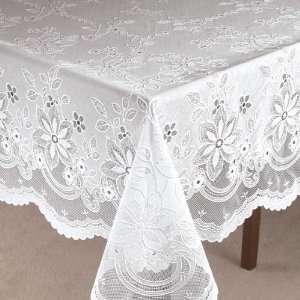  Elegant Floral Vinyl Lace Table Cover 54x72 Oval