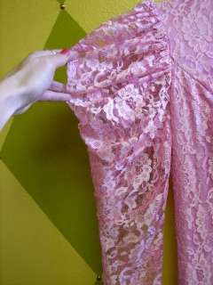 All Pink, All Lace Vintage Party/Prom Dress, Lined  