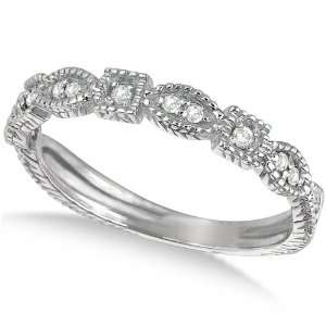  Diamond Stackable Vintage Style Ring in 14k White Gold (0 