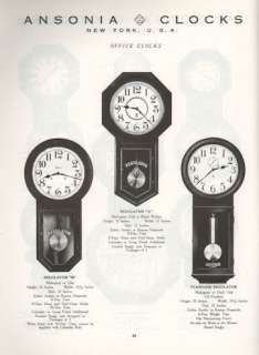 Ansonia Clock Company 1920 Catalog Reprint alarm office  