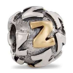 Ryssa Alphabet Story Troll Bead in 925 Sterling Silver with 18KT Gold 