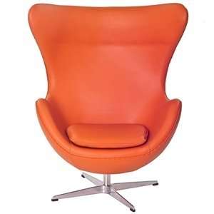   Jacobson Style Egg Chair in Orange Aniline Leather