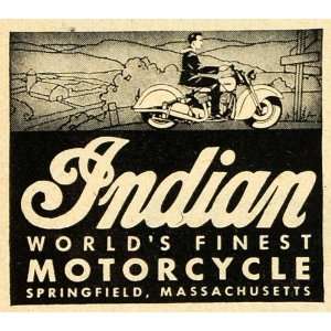   Ad Indian Worlds Finest Motorcycle Massachusetts   Original Print Ad