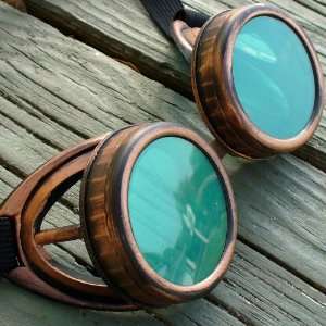 Steampunk Victorian Goggles Glasses D cop green