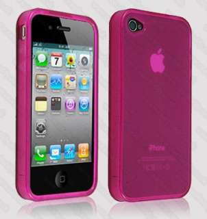 NEW iPhone 4 4G Case Purple Soft Gel Silicone Cover and Screen 