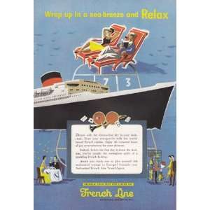  Print Ad 1955 French Line Sea Breeze French Line Books