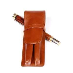  Tan Leather Pen Holder   Double