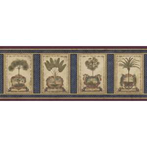  Antique Palm Tree Wall Border in Navy Blue Antique Palm Tree 