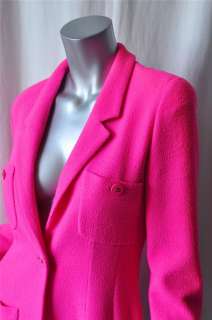 CHANEL BOUTIQUE Hot Pink Wool Blazer Jacket Coat 40 NEW  