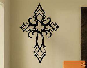 Vinyl Wall Lettering Words Quote Decal Art Tribal Cross  