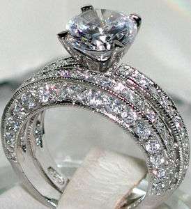 6ct Vintage Style Wedding Engagement 2 Ring Set SIZE 9  