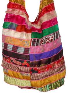 10 Vintage Silk Sari Recycled Shoulder /Jhola Bags Purses Lot Free 