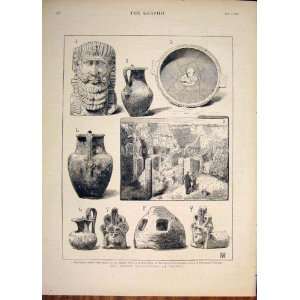 Pompeii Excavations Artifacts Vase Print 1882