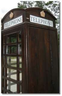 English British London PHONE BOOTH telephone w shelf mahogany antique 