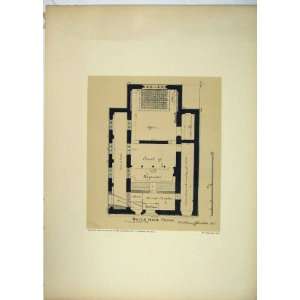   1819 Antique Print View Plan Guildhall Chapel London