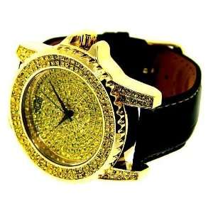 New Mens 24k gold plated Rotating bezel bling watch big heavy large 