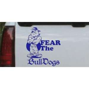 Fear The Bulldogs Sports Car Window Wall Laptop Decal Sticker    Blue 