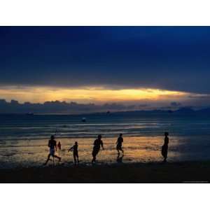  Boys Playing Football on Beach at Dusk Ao Nang, Krabi 