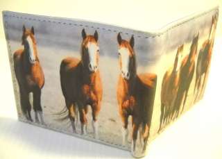   LEATHER bi fold BLACK wallet CARTERA de caballos colts mustangs  