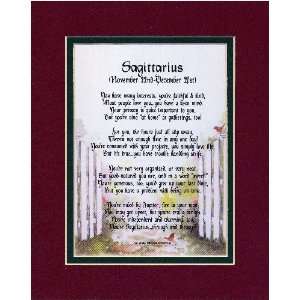  SAGITTARIUS Clever 8x10 Poem, Double matted in Burgundy 