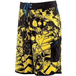  SLIPPERY SAILORS RUIN BOARDSHORTS YELLOW 28 Automotive