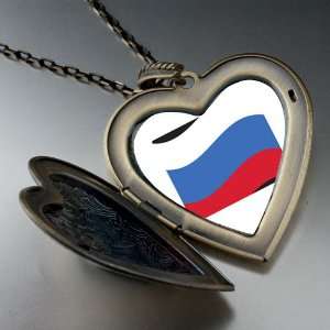 Russia Flag Large Pendant Necklace