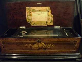 GORGEOUS 19th C. ANTIQUE WORKING 12 TUNE CYLINDER MUSIC BOX, INLAID 