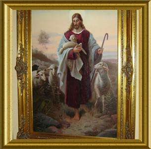 ANTIQUE HUGE SIGNED Francois Brunery ITALIAN JESUS,SHEEPS,RELIGIOUS 