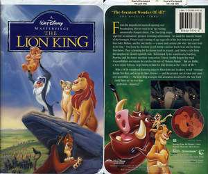 The Lion King VHS 765362977031  