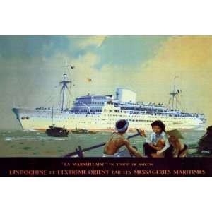  MARSEILLE INDOCHINA SAIGON STEAM BOAT SHIP TRAVEL VINTAGE 