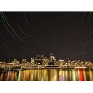 Star Trails Above Downtown Vancouver, British Columbia, Canada Travel 