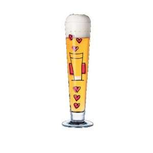 Pilsner Beer Glass, Beer Hearts, Designer Color Enamel Beer Glass w 