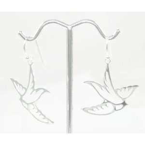 Tomas 925 Sterling Silver Beautiful Swallow/Bird Charm Dangle Earrings 