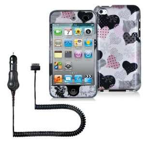  iPOD TOUCH 4 / 4G / 4TH LOVE DESERT PINK HEARTS ON SILVER 