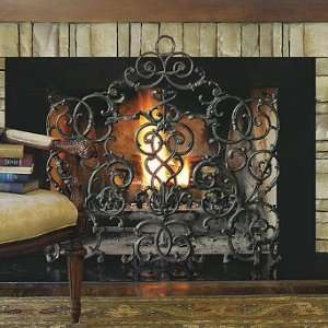  Vineyard Arch Fireplace Screen without Mesh Backing   Rust 