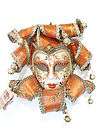 ORANGE CERAMIC MINIATURE JOLLY VENETIAN MASQUERADE MARDI GRAS 