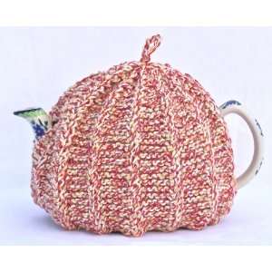  Knit Tea Cozy Cosy Handmade Washable Red, White, Beige 