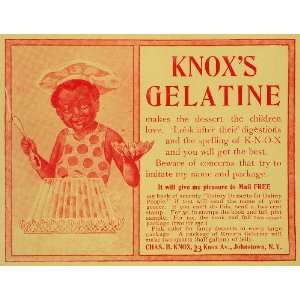  1901 Ad Knoxs Gelatine Gelatin Black Americana Child 