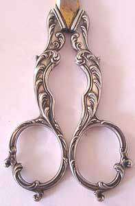 AMAZING Antique French Sterling Silver Grape Scissors  