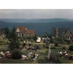 Vacationers Relax Outside Homes on a Mountain Ridge in the Ozarks 