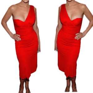  Sexy Red One shoulder Cocktail Ball Evening Prom Party Women Dress 