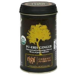 Rishi Tea Organic Pu erh Ginger Loose Tea, 3.8 oz Tin, 3 ct (Quantity 