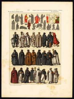 Antique Print MIDDLE AGES RELIGIOUS ORDERS ROMAN CATHOLIC Hottenroth 