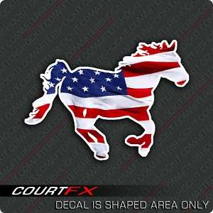 Mustang Horse American Flag Decal Right  