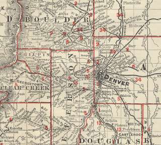 1901 Railroad Map of Colorado. Genuine.  