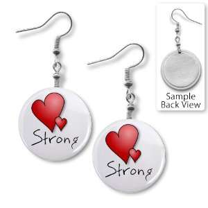 STRONG HEART Valentines Day Hook Dangle Earrings