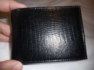 Lizard Grain Tooled Billfold Wallet,Black  