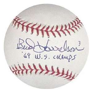 Bud Harrelson Signed Baseball   with 69 WS Champs Inscription 