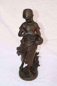 MAGNIFICENT 19C FRENCH BRONZE STATUE BY MATH MOREAU  